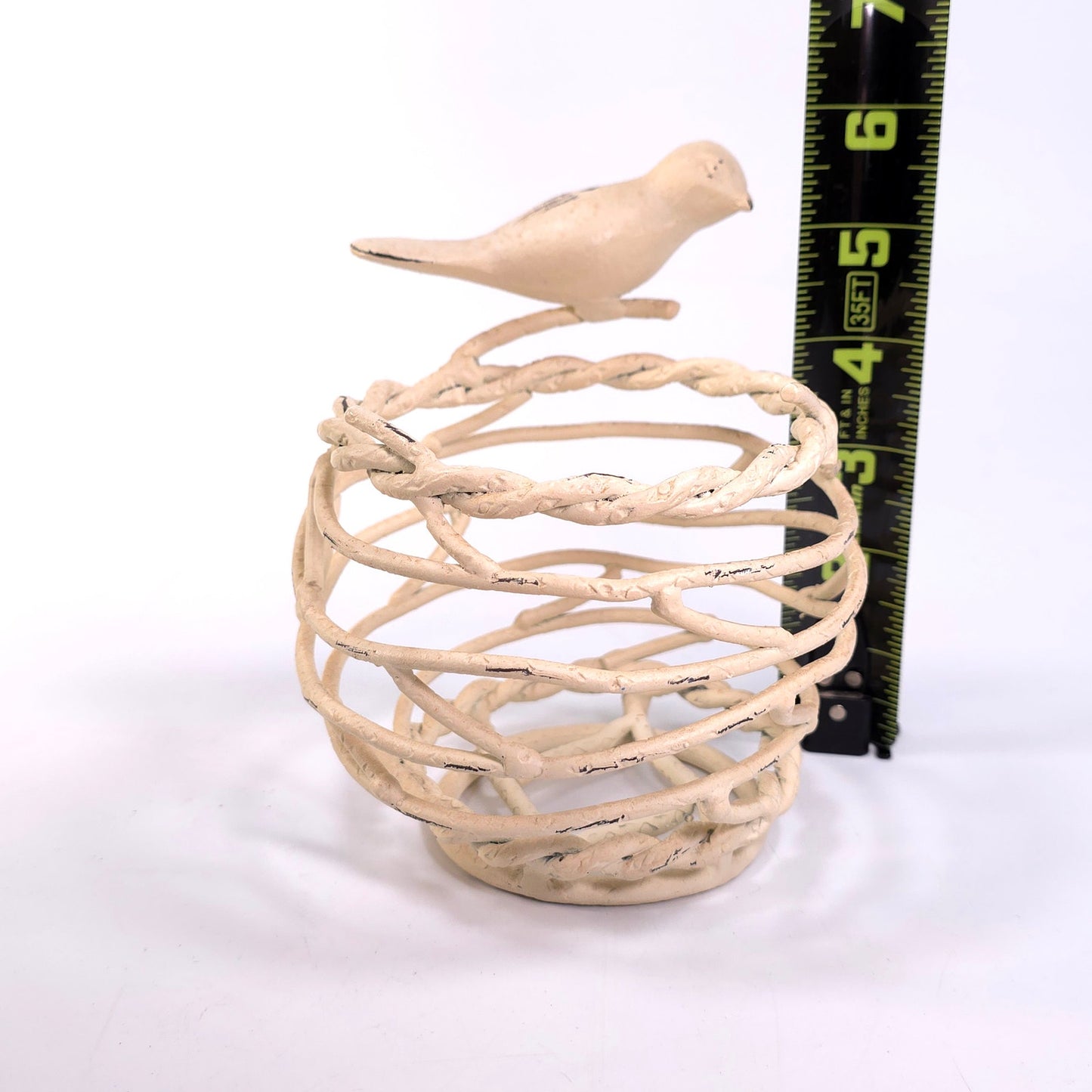 Cast Iron Bird Nest w/ Bird Candle Home Decor Bowl