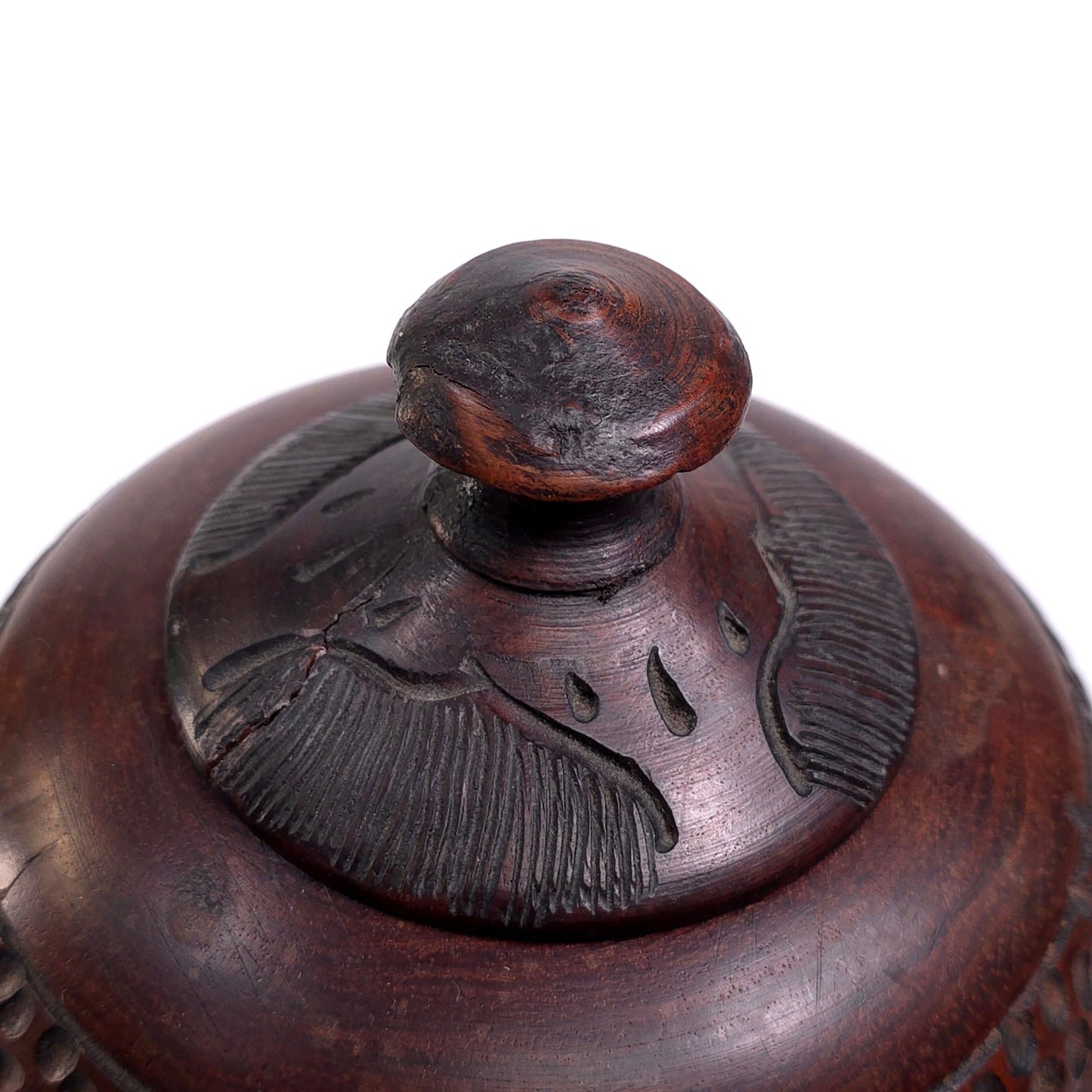 Hand Carved African Keepsake Trinket Jewelry Box Ceremonial Vessel