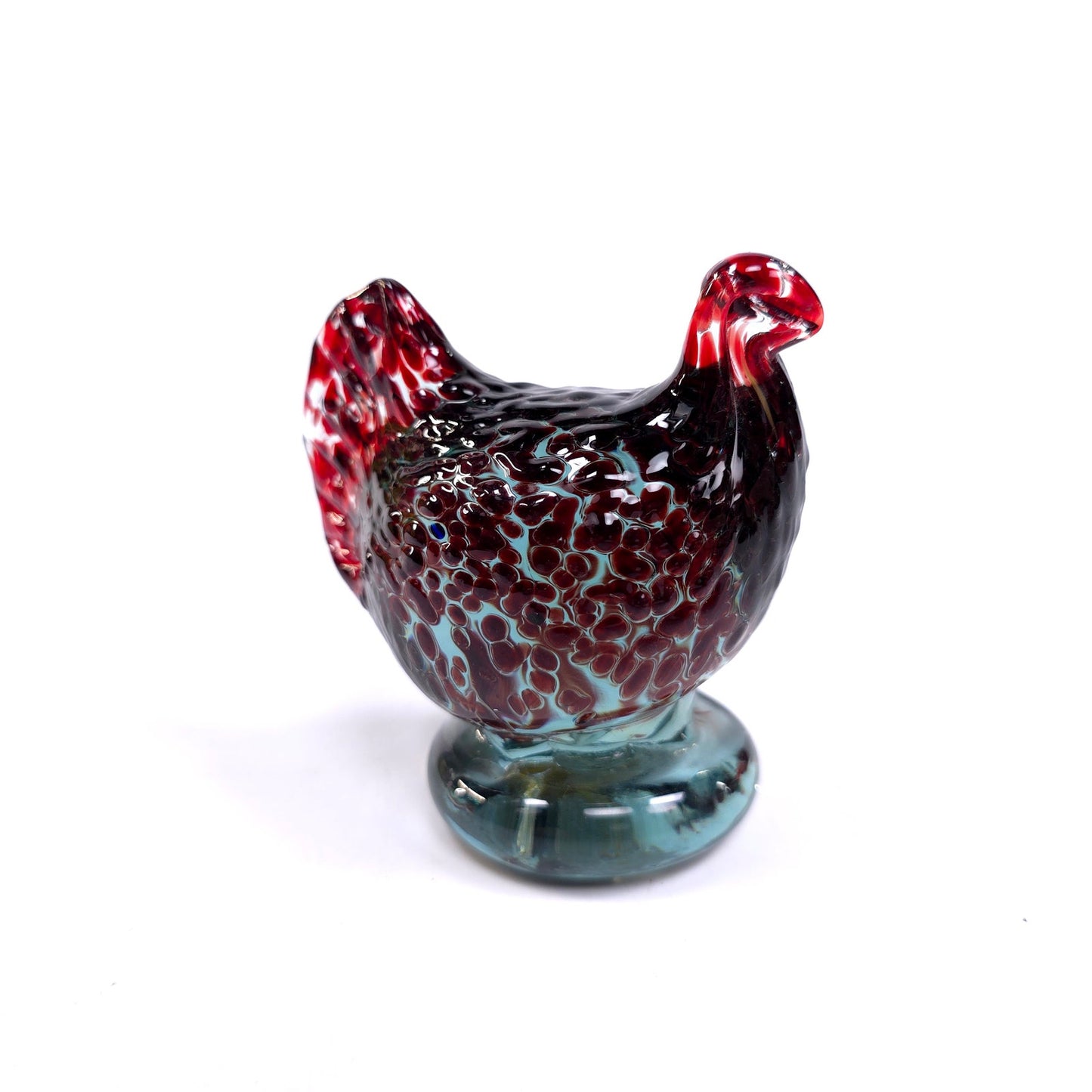 Vintage Becraft Hand Blown Glass Chicken Hen Rooster Turkey Paper Weight Ozarks