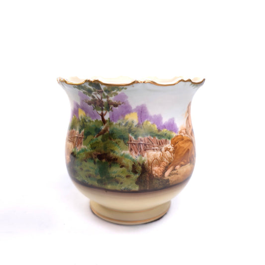 Vintage Ardalt Lenwile Scalloped Vase Cache Flower Pot Renaissance