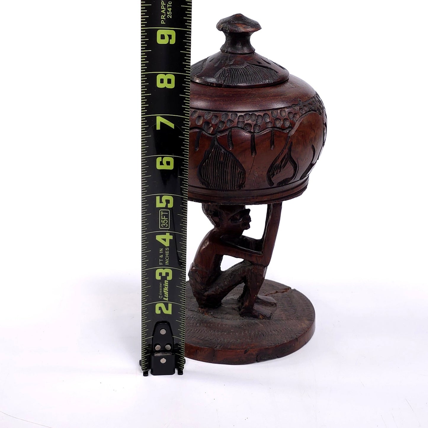 Hand Carved African Keepsake Trinket Jewelry Box Ceremonial Vessel