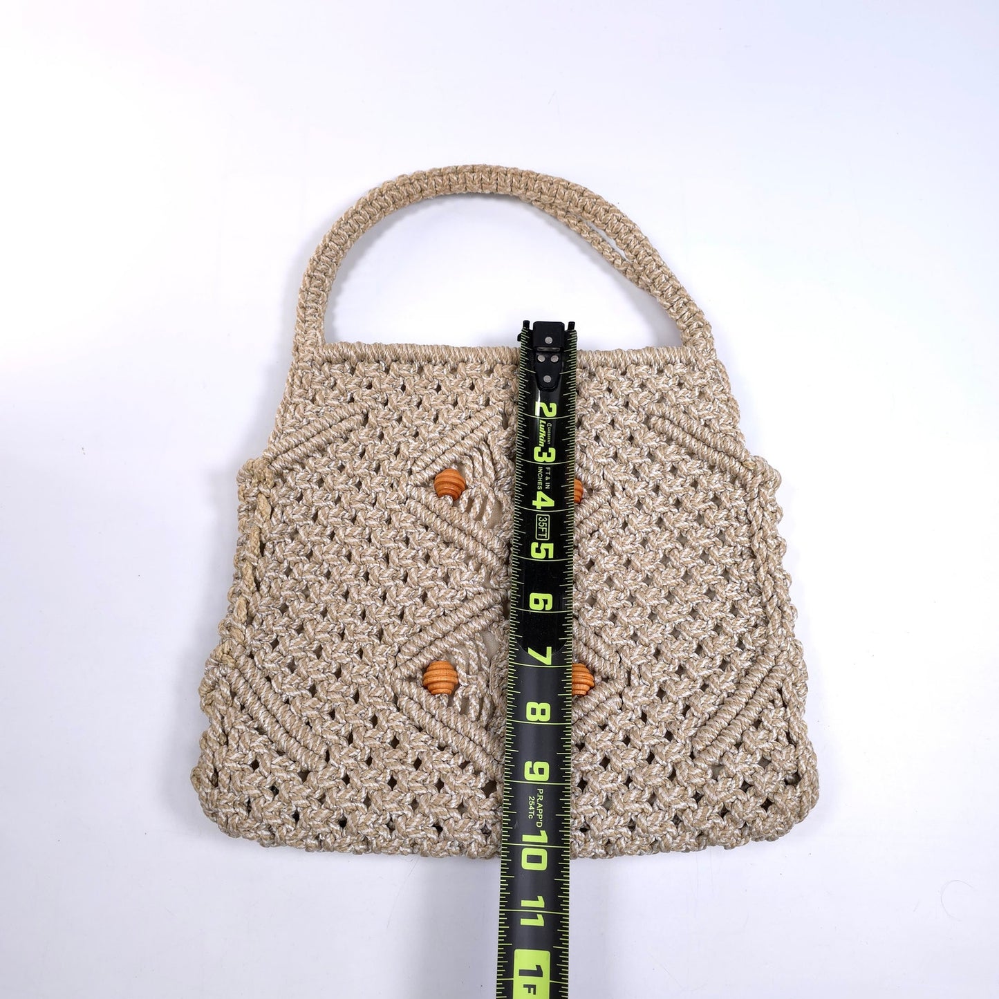 Vintage Macrame Crochet Shoulder Purse Bag With Handles