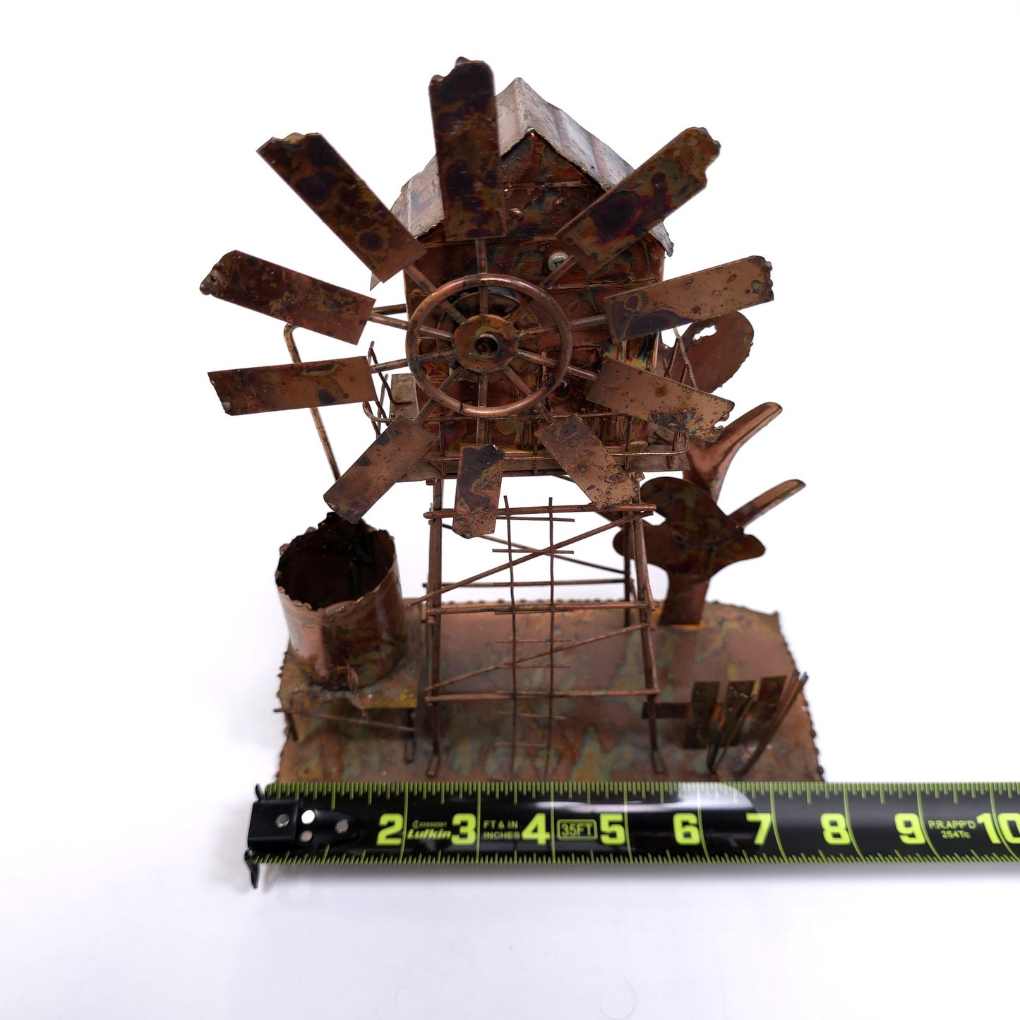 Vintage Copper Windmill Wind Up Music Box Steampunk Art
