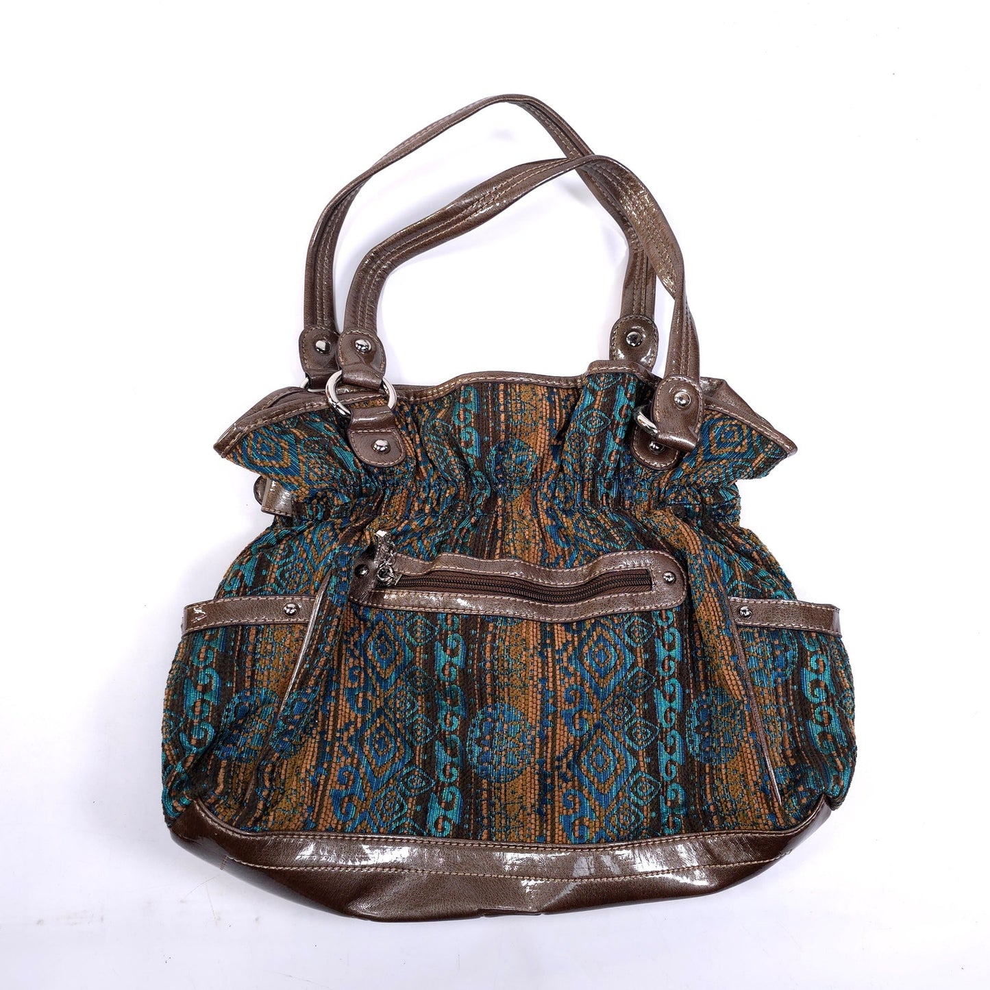 Kathy Von Zeeland Shoulder Bag Purse 11 Compartment Brown Green