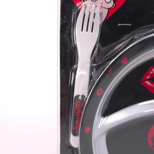 2003 Betty Boop 3 Piece Feeding Set Divided Plate Spoon Fork Sealed