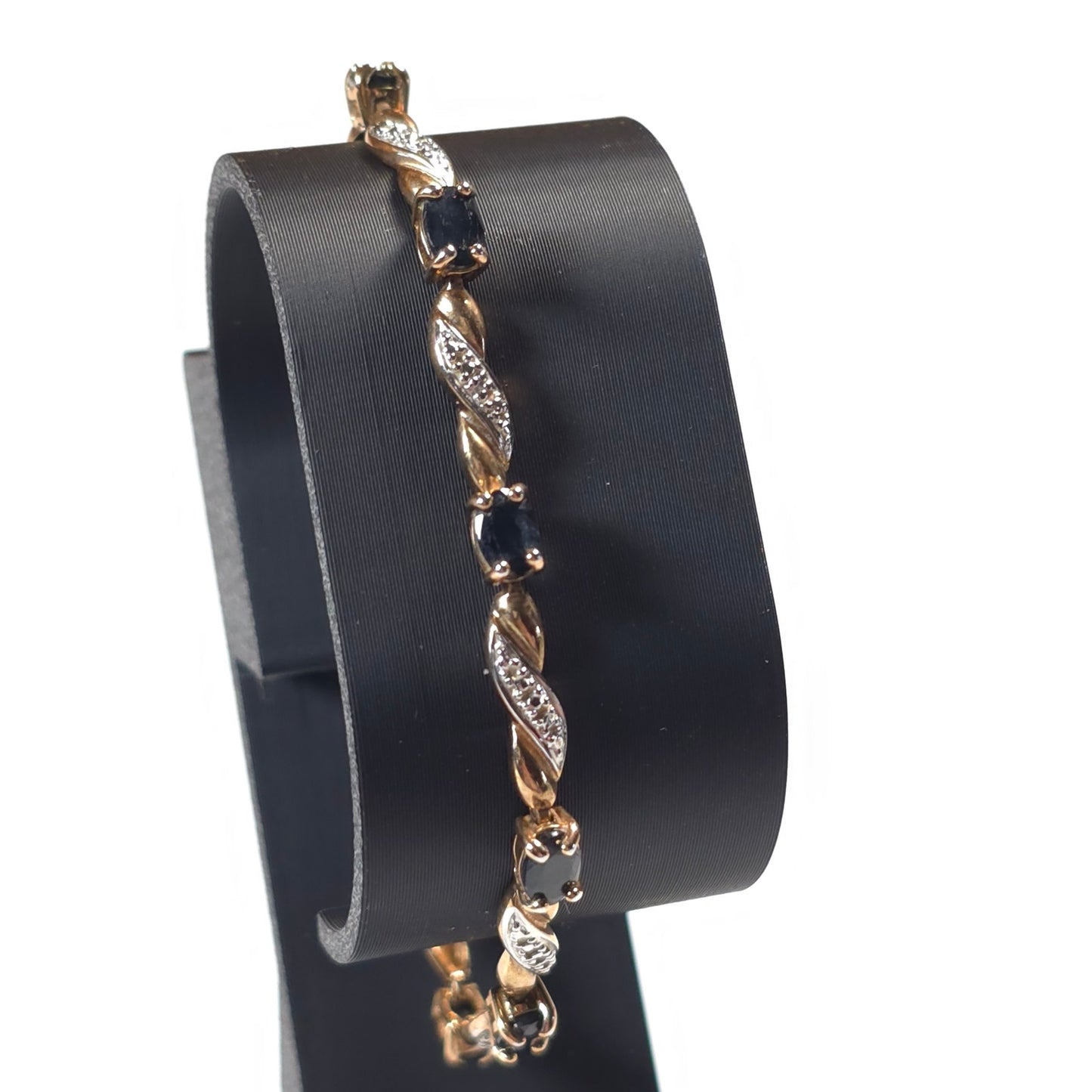 925 Sterling Silver Gold-Tone Sapphire Gemstones Marcasite Tennis Bracelet China