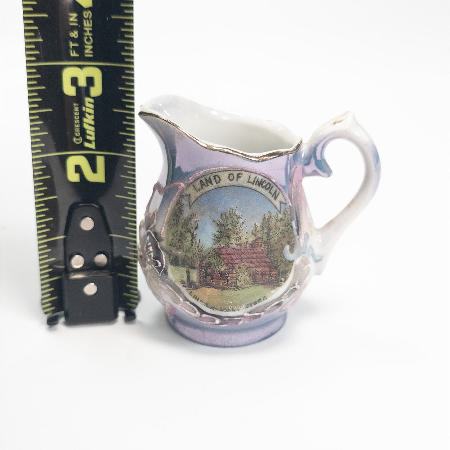 Illinois Land of Lincoln Store Souvenir Mini 3" Pitcher