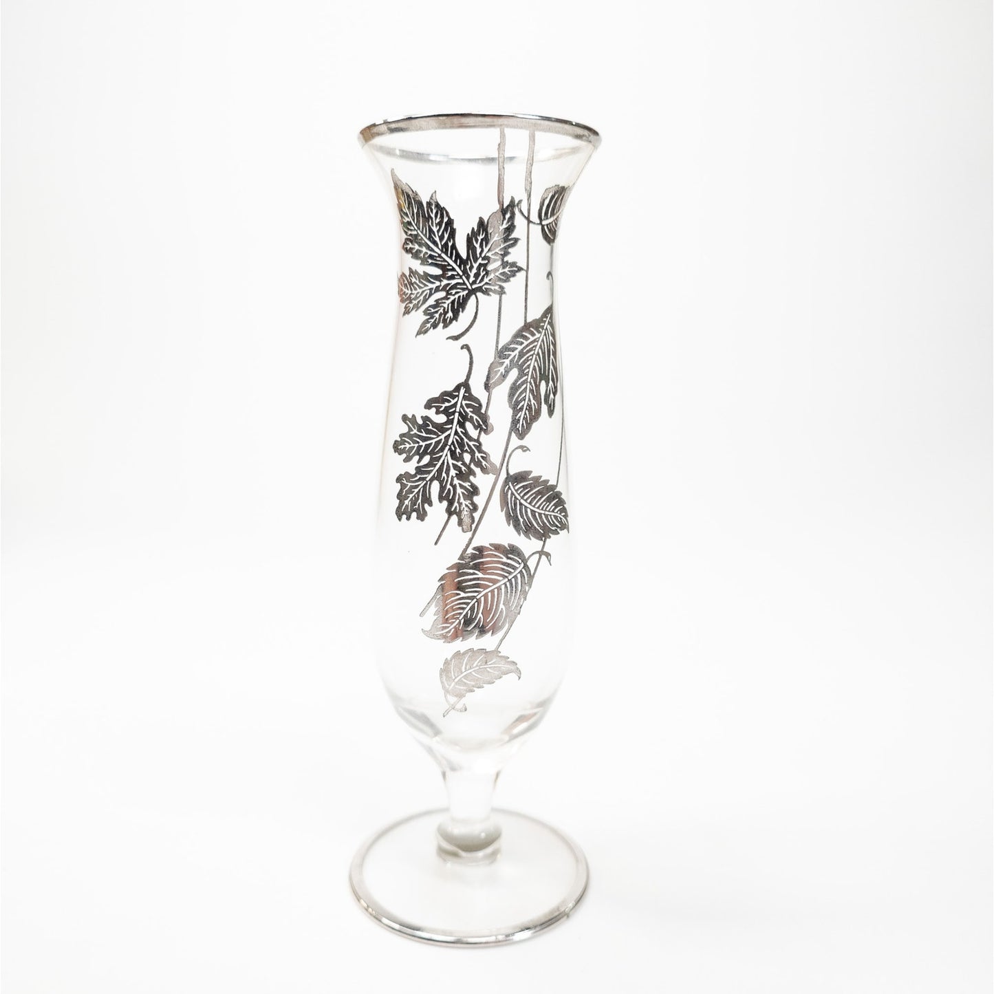 Vintage Silver City Silver Overlay Fluted Forest Pattern Bud Vase