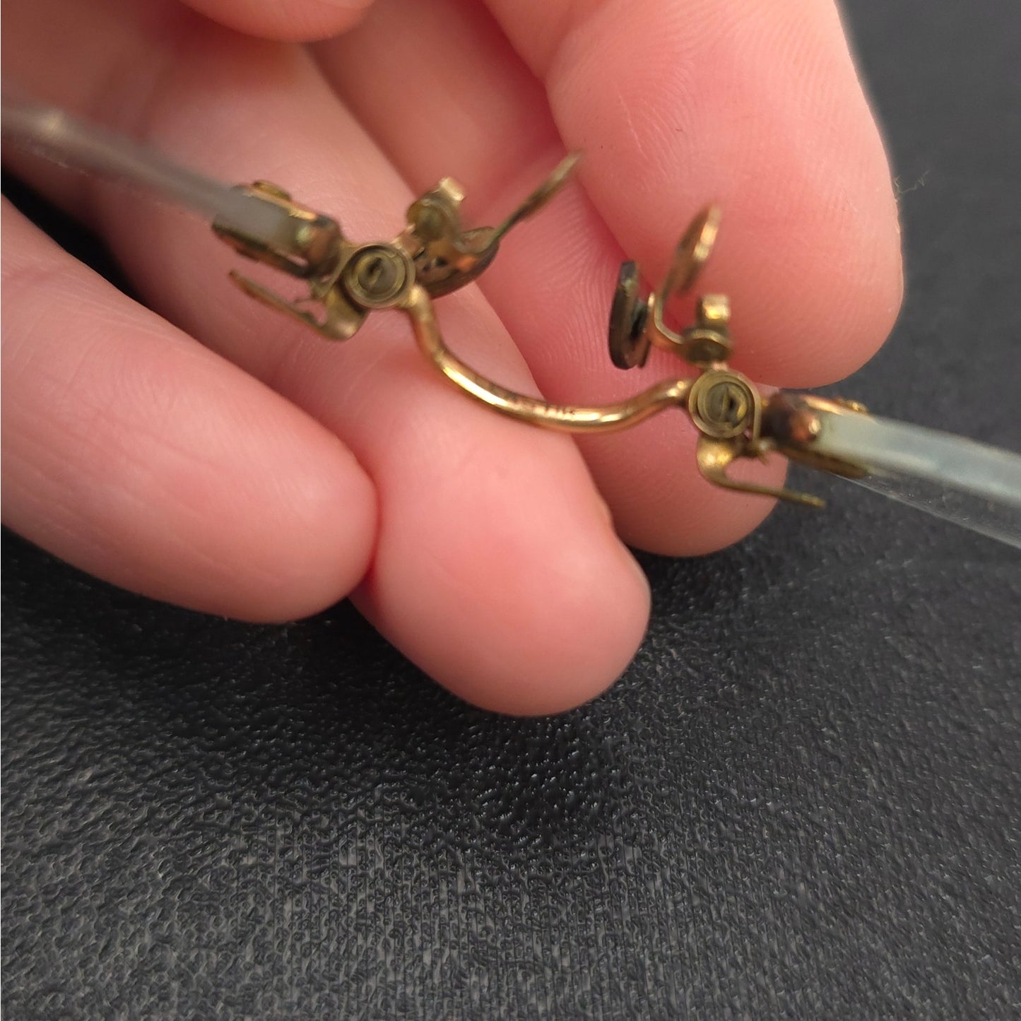 Antique Lastik Nose Clip Eyeglasses Rimless With Holder U Pinch Vintage