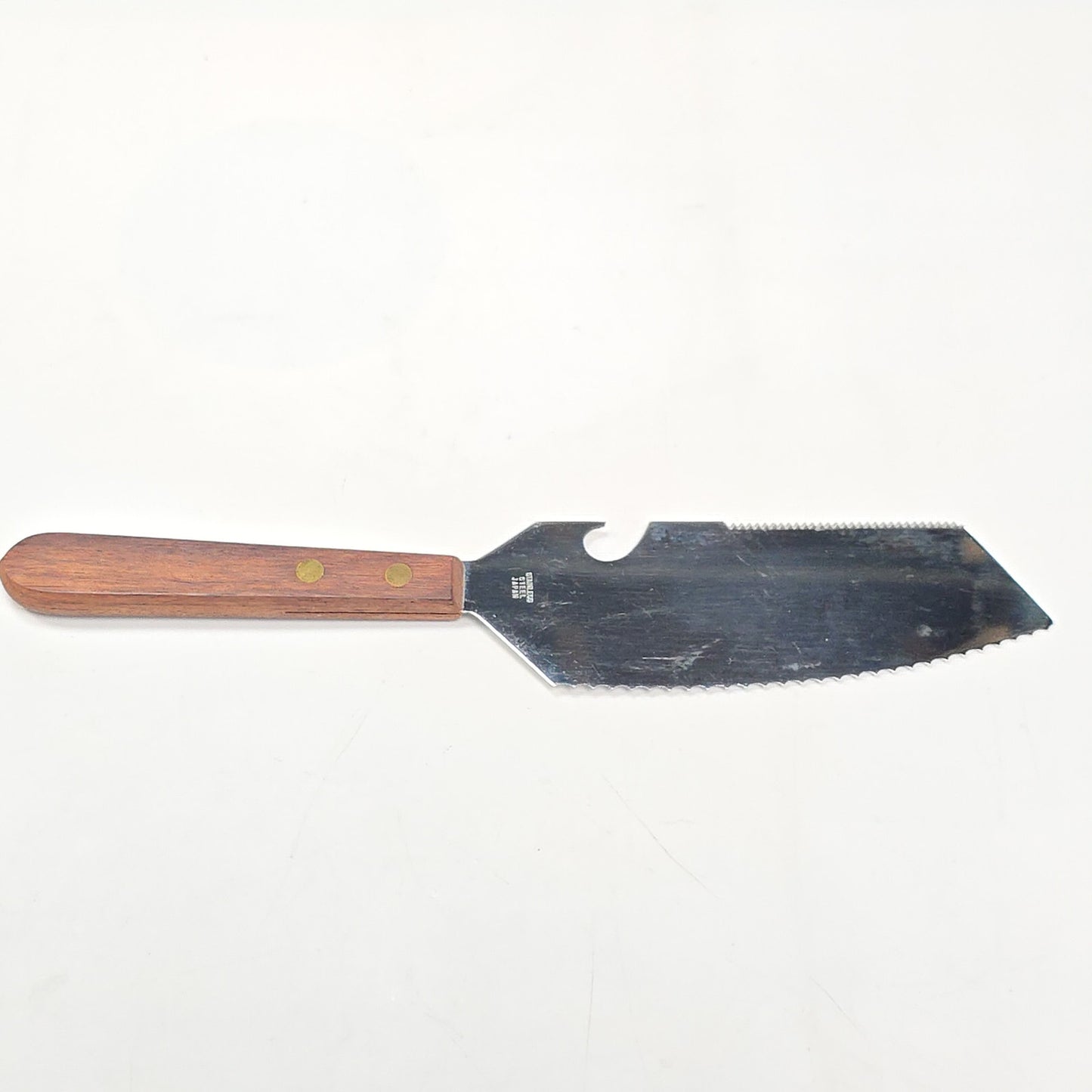 Vintage Stainless Steel Multi Knife W/ Wood Handle Cut Slice Serve Bottle Opener