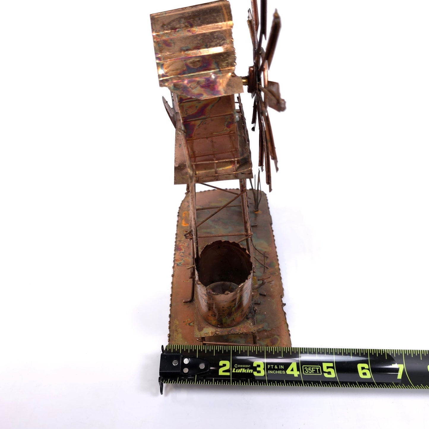 Vintage Copper Windmill Wind Up Music Box Steampunk Art