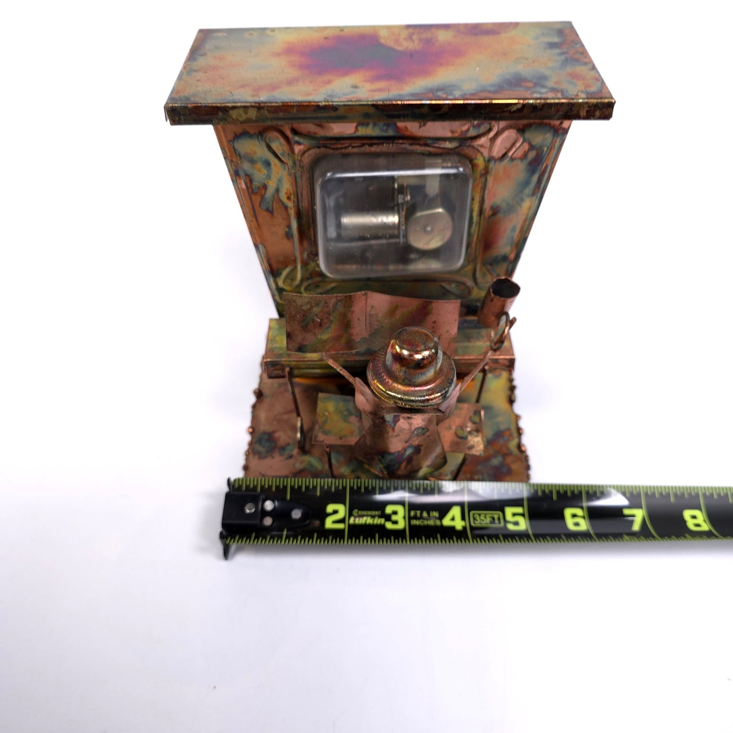 Vintage Copper Saloon Piano Player Wind Up Music Box Steampunk Art
