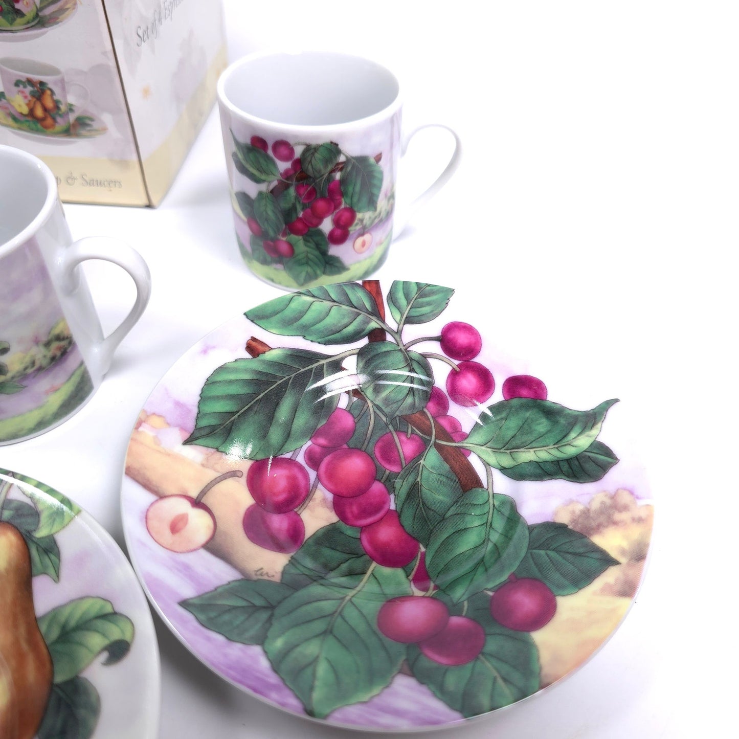Home Essentials Golden Orchard Set Of 4 Espresso Cup & Saucers