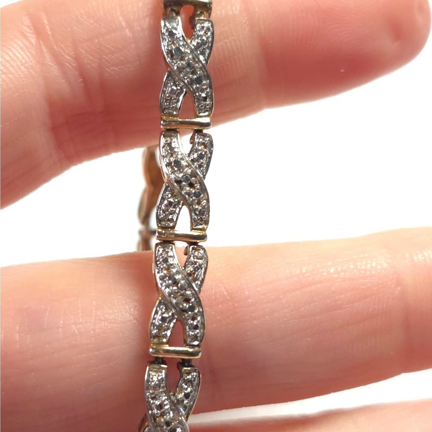 925 Marcasite Gold-Tone Tennis Bracelet Size 7 China