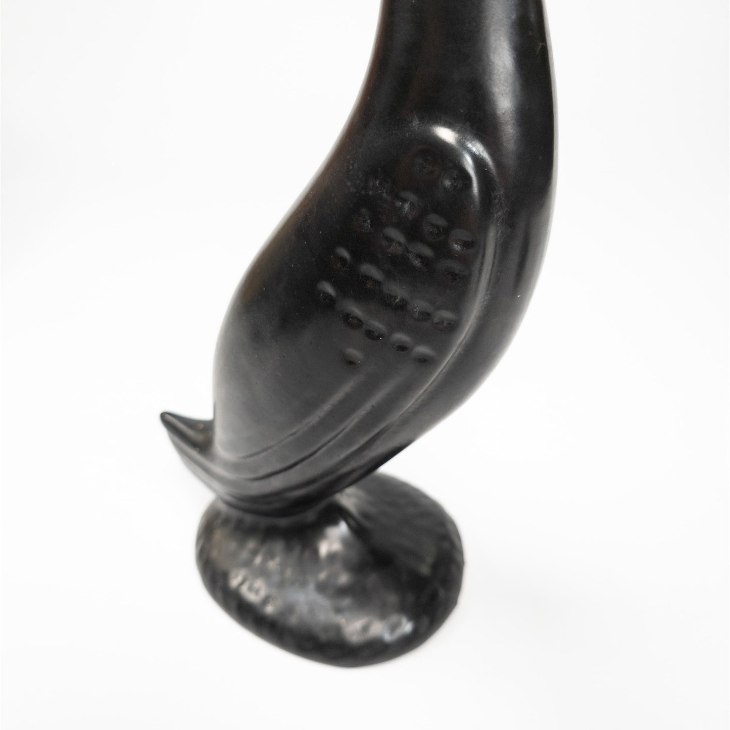 17" Crested Black Swan Porcelain Statue Figure Signed Harry H Cottingham