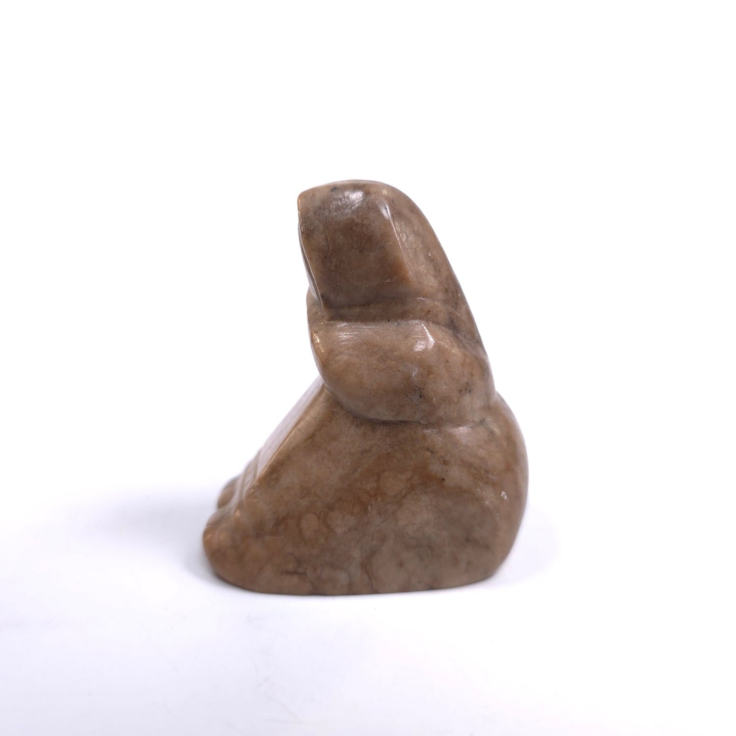 Vintage Soapstone Sitting Eskimo Carved Figurine
