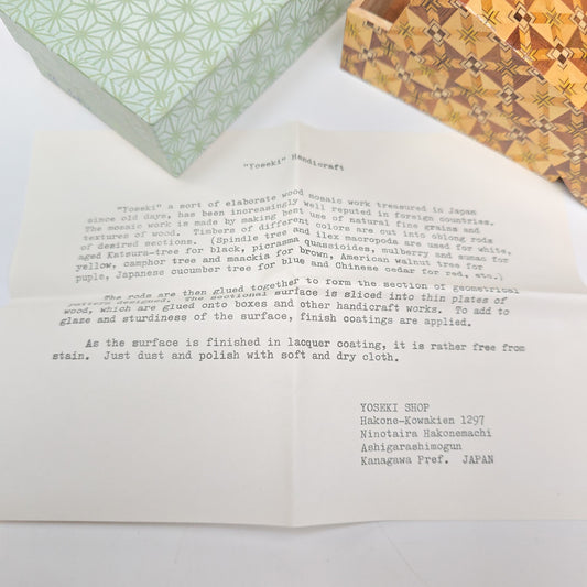 Vintage Yoseki Elaborate Mosaic Wood Box Jewelry Trinket Japan