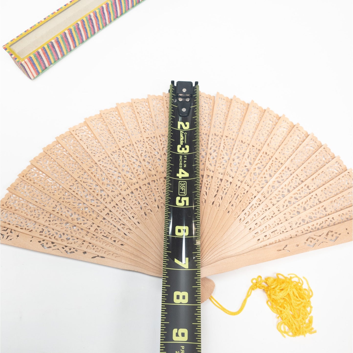 Vintage Japanese Folding Wooden Hand Fan W/ Box