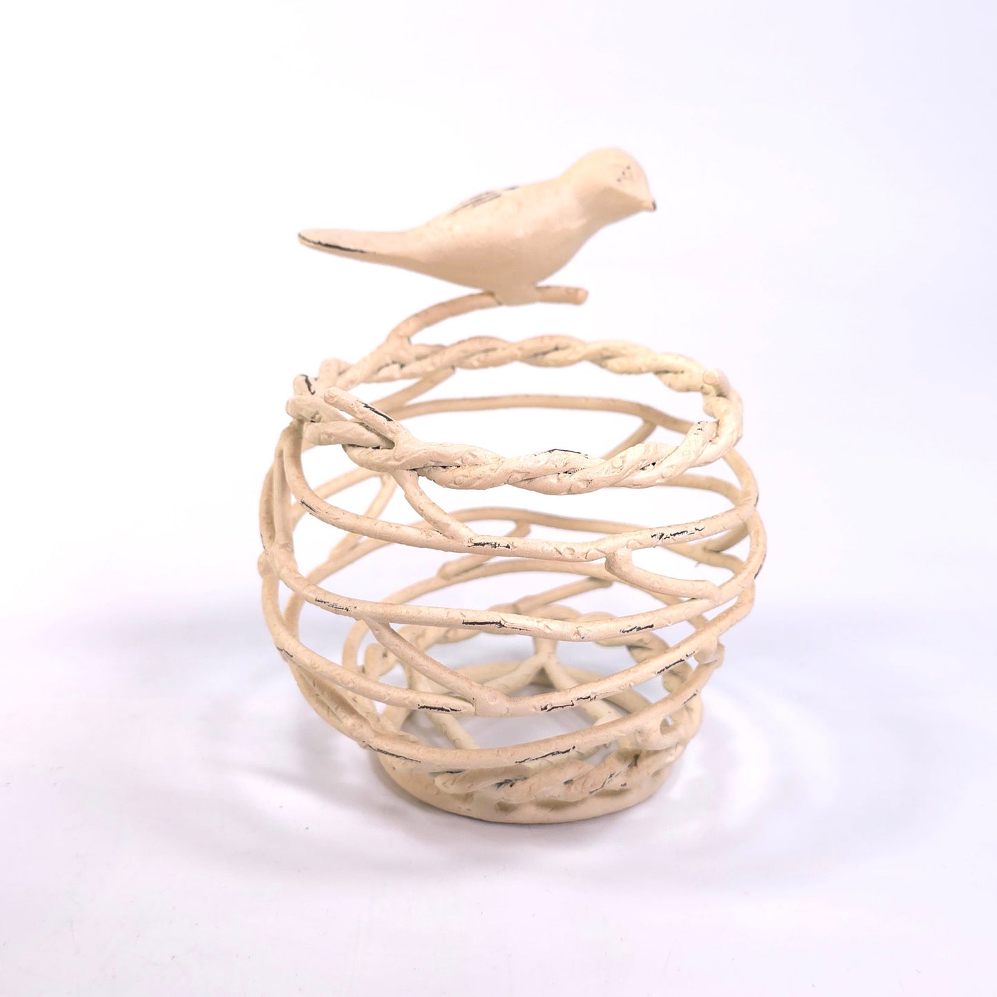 Cast Iron Bird Nest w/ Bird Candle Home Decor Bowl