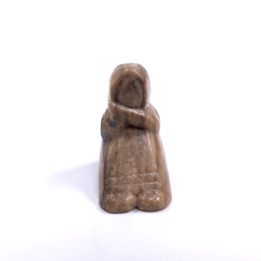 Vintage Soapstone Sitting Eskimo Carved Figurine