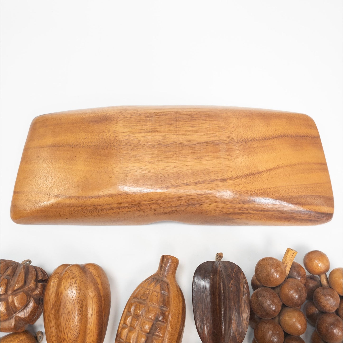 MCM Wood Decorative 13 Piece Fruit Bowl Tray Apple Corn Grapes Pear