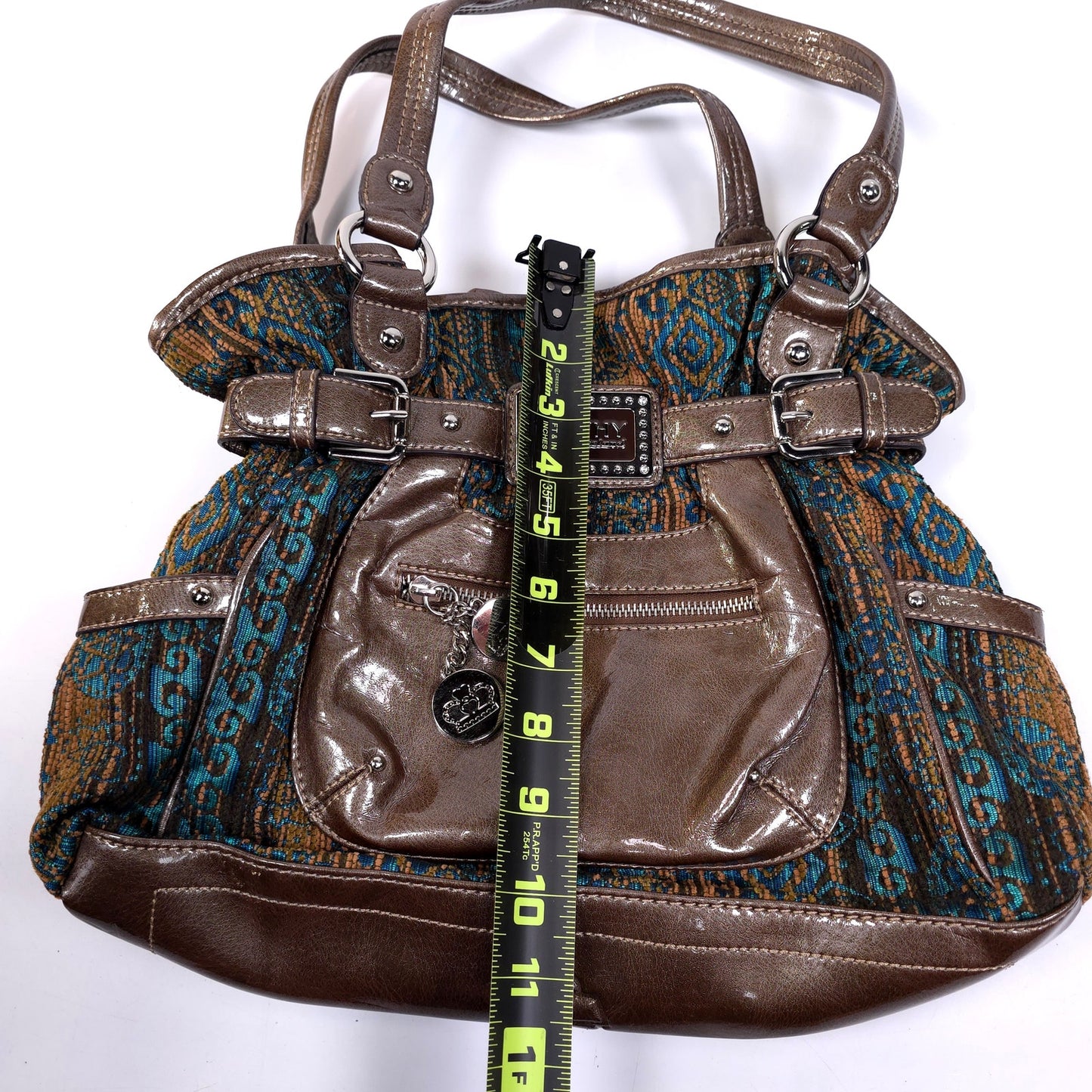Kathy Von Zeeland Shoulder Bag Purse 11 Compartment Brown Green