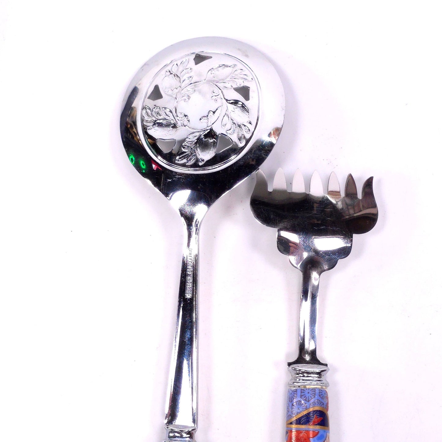 Vintage Prill Sheffield England Spoon Fork Stainless Steel Porcelain Handle