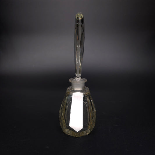 Vintage Art Deco MCM Crystal Perfume Bottle With Faceted Stopper