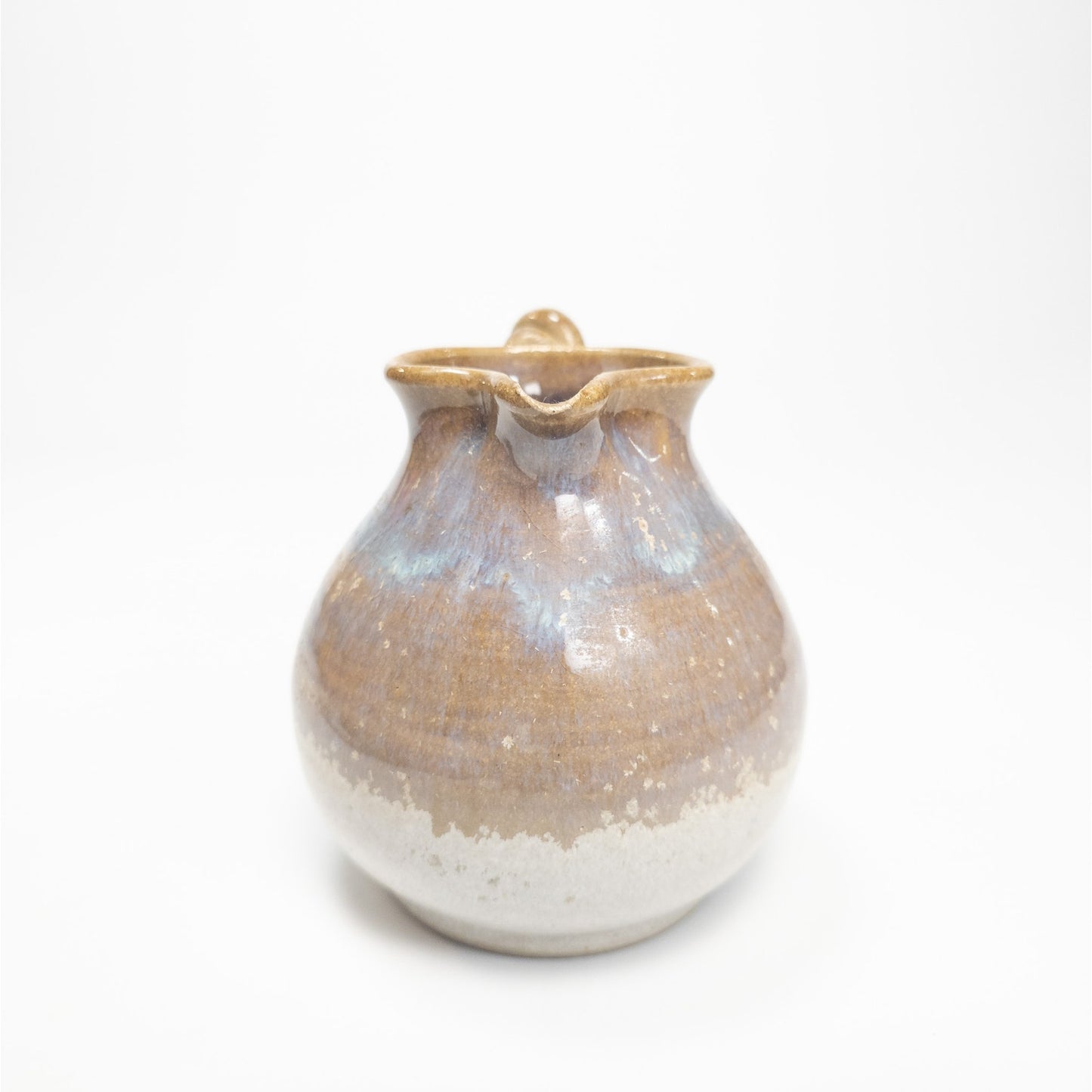 Vintage Artisian Studio Signed Clay Pitcher Twist Handle