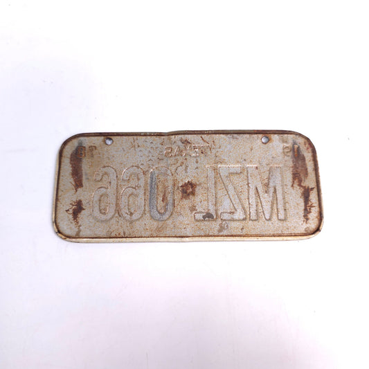 Vintage 1978 Metal Bicycle Plate Texas MZL 066
