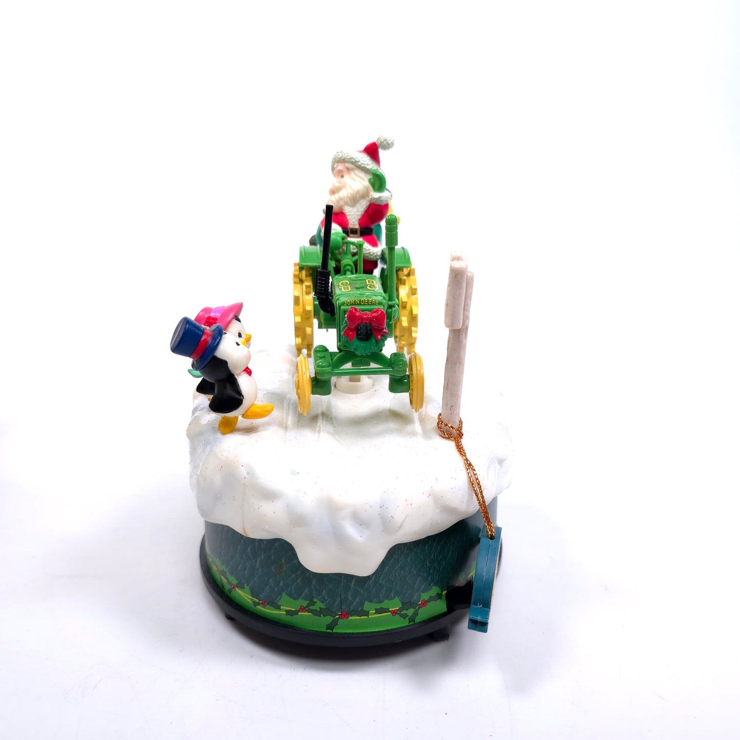 John Deere Enesco Santa Claus Moving Tractor Music Box Plays White Christmas
