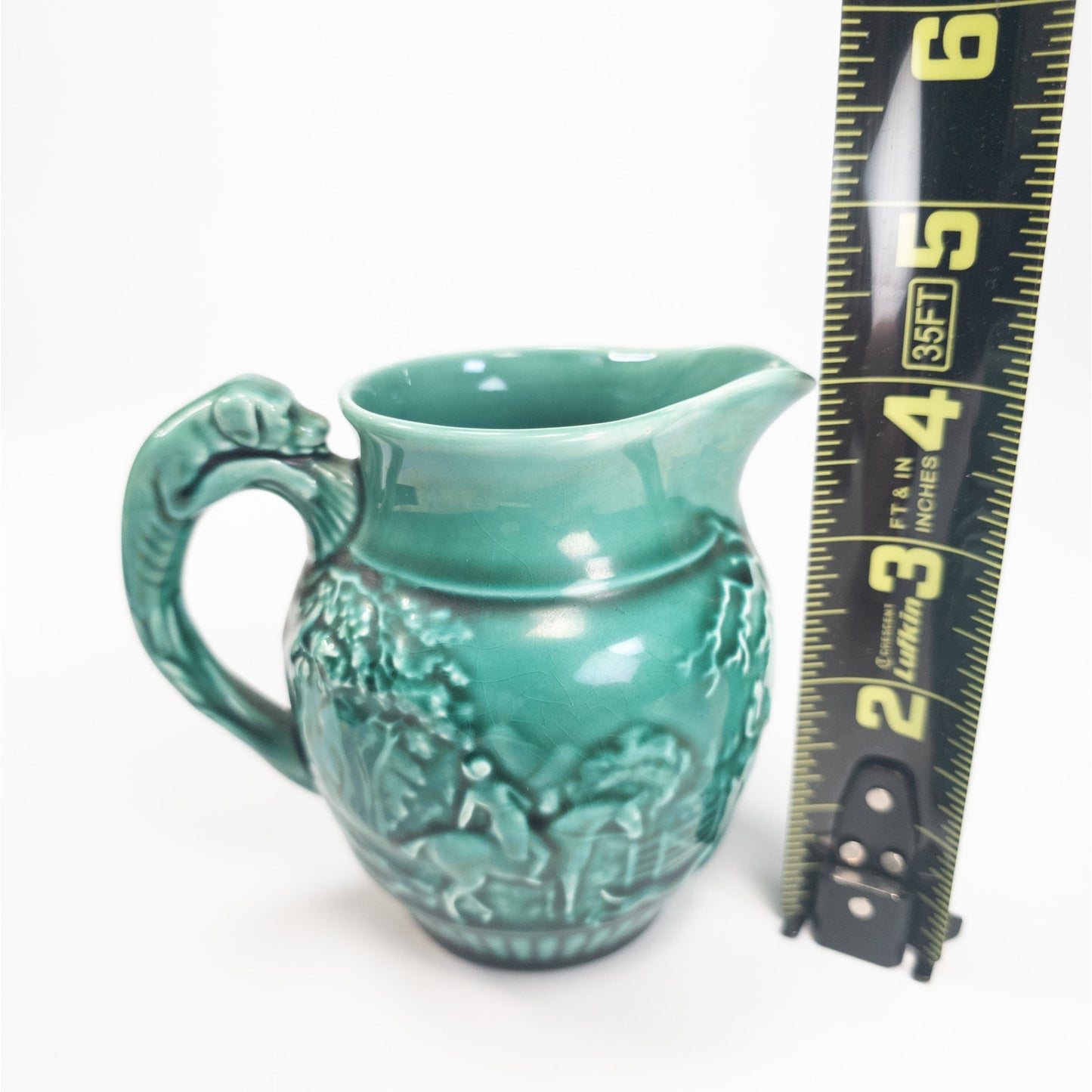 Wedgewood & Barlaston Green Hunting Scene Etruria 4" Pitcher England