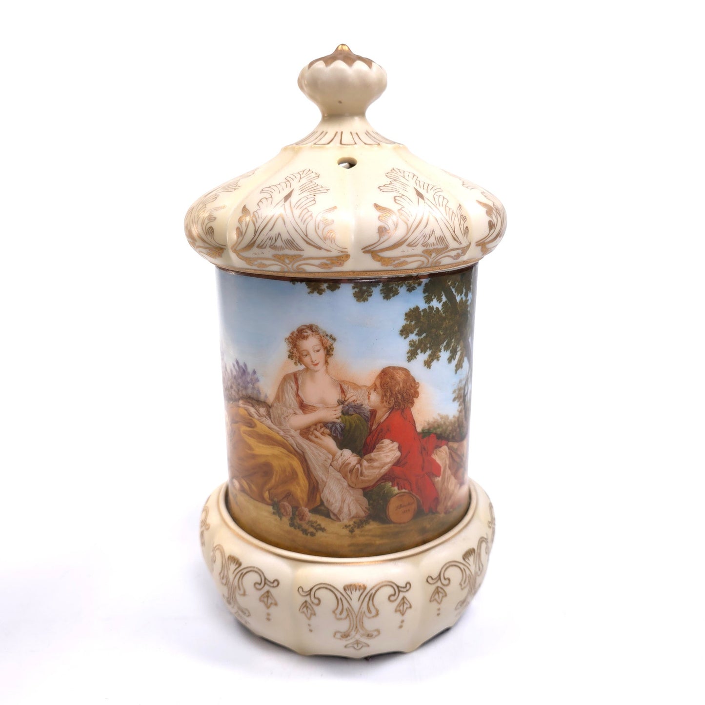 Vintage Ardalt Lenwile Vanity Jar Canister Trinket Music Box Renaissance