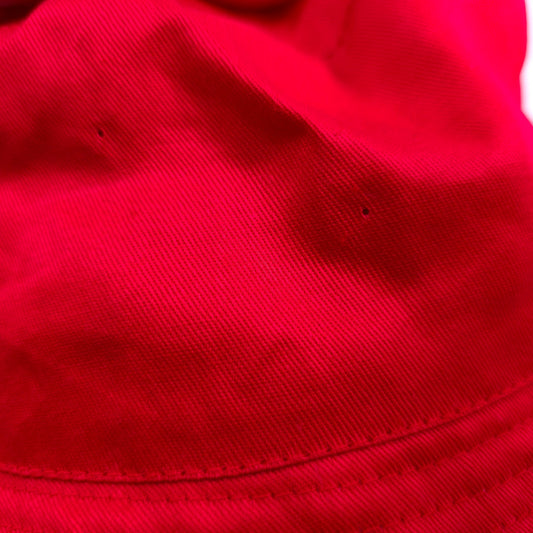 100% Cotton Red Bucket Hat Cap Size M 21 3/4" Circumference