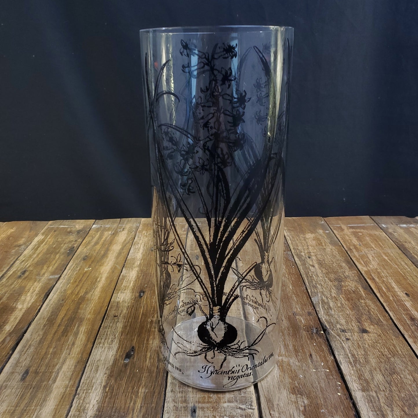 Clear Glass Vase with Hyacinth Flower Overlay - Elegant Home Decor