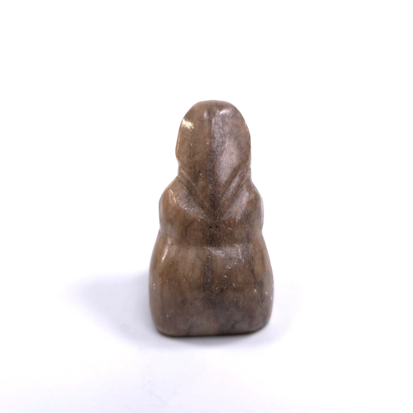 Vintage Soapstone Sitting Eskimo Carved Figurine