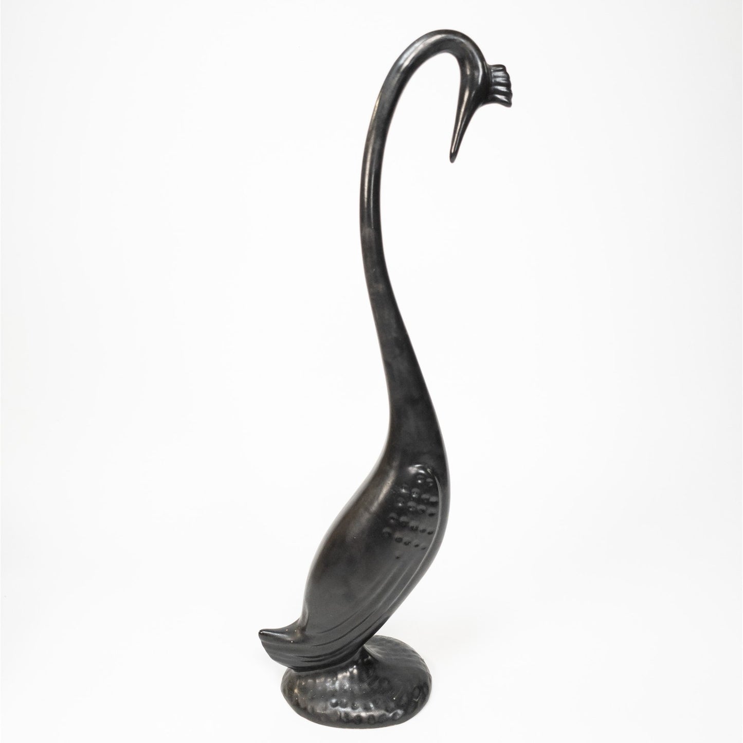 17" Crested Black Swan Porcelain Statue Figure Signed Harry H Cottingham