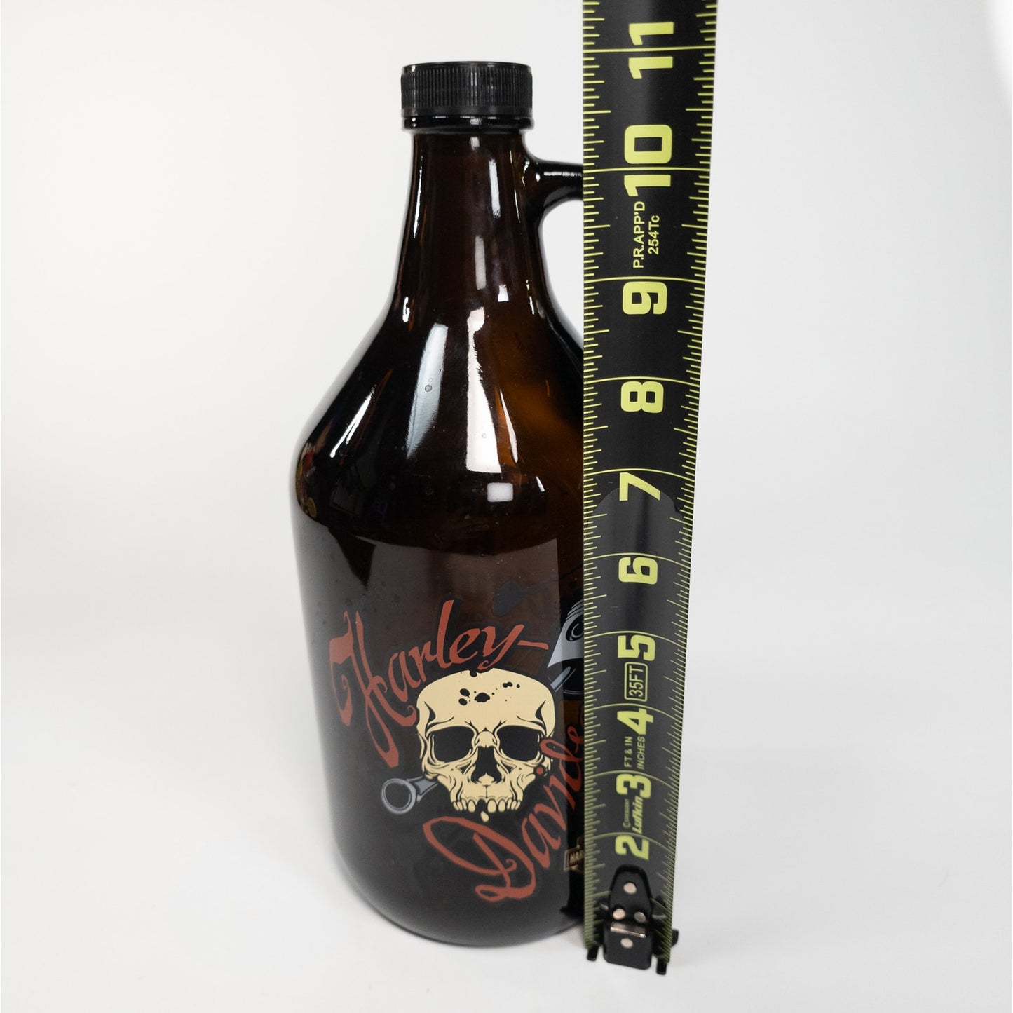 Haryley Davidson Piston Skull Glass Growler Jug Bottle
