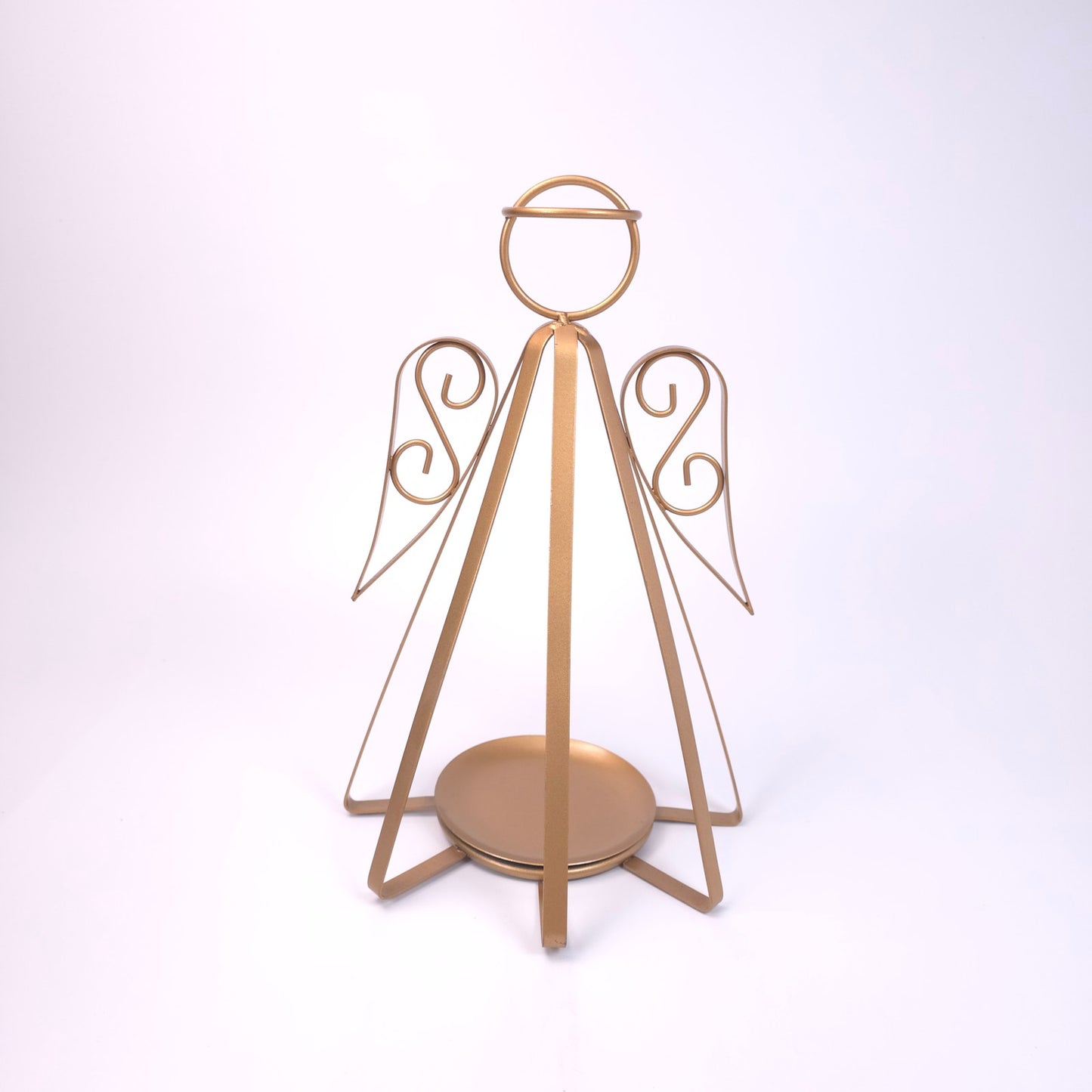 12 inch Metal Angel 3 inch Candle Holder Bronze/Gold Tone