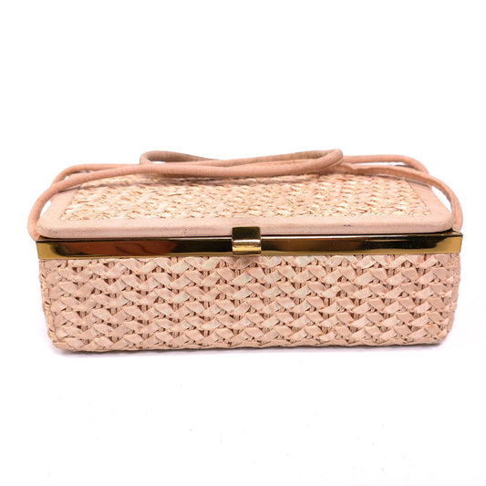 Vintage 60's H.I. Bag Woven Retangle Handbag w/ Attached Coin Purse