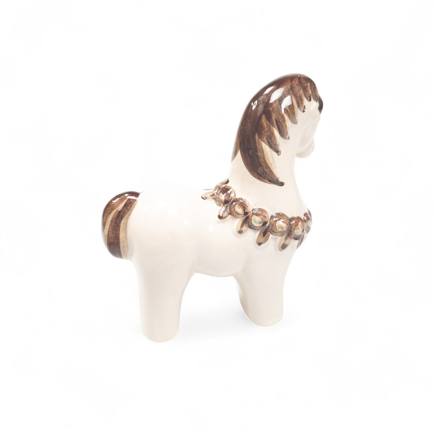 Rosa Ljung Swedish Ceramic Horse Figurine White Brown