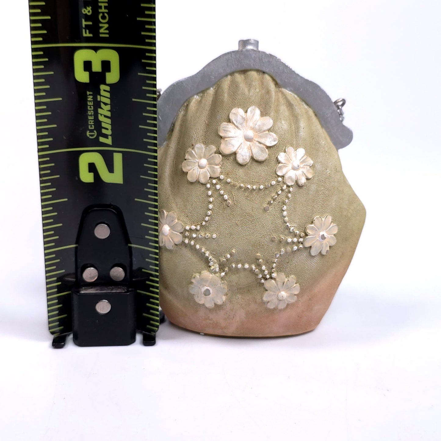 Vintage K's Collection Mini Purse w/ Handle Figurine Paperweight Floral Pattern