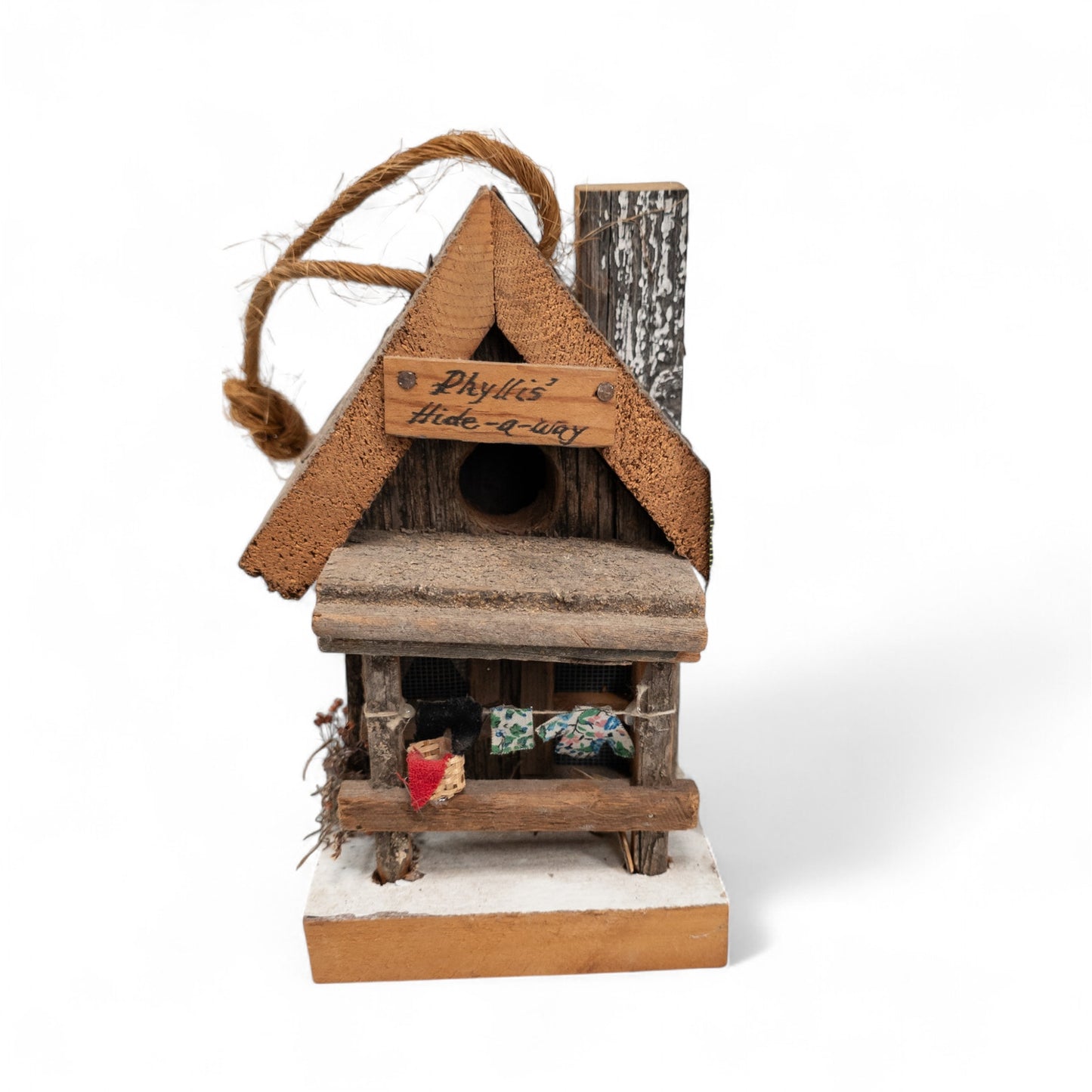 Rustic Phyllis' Hide-A-Way Home Birdhouse Rustic Decor