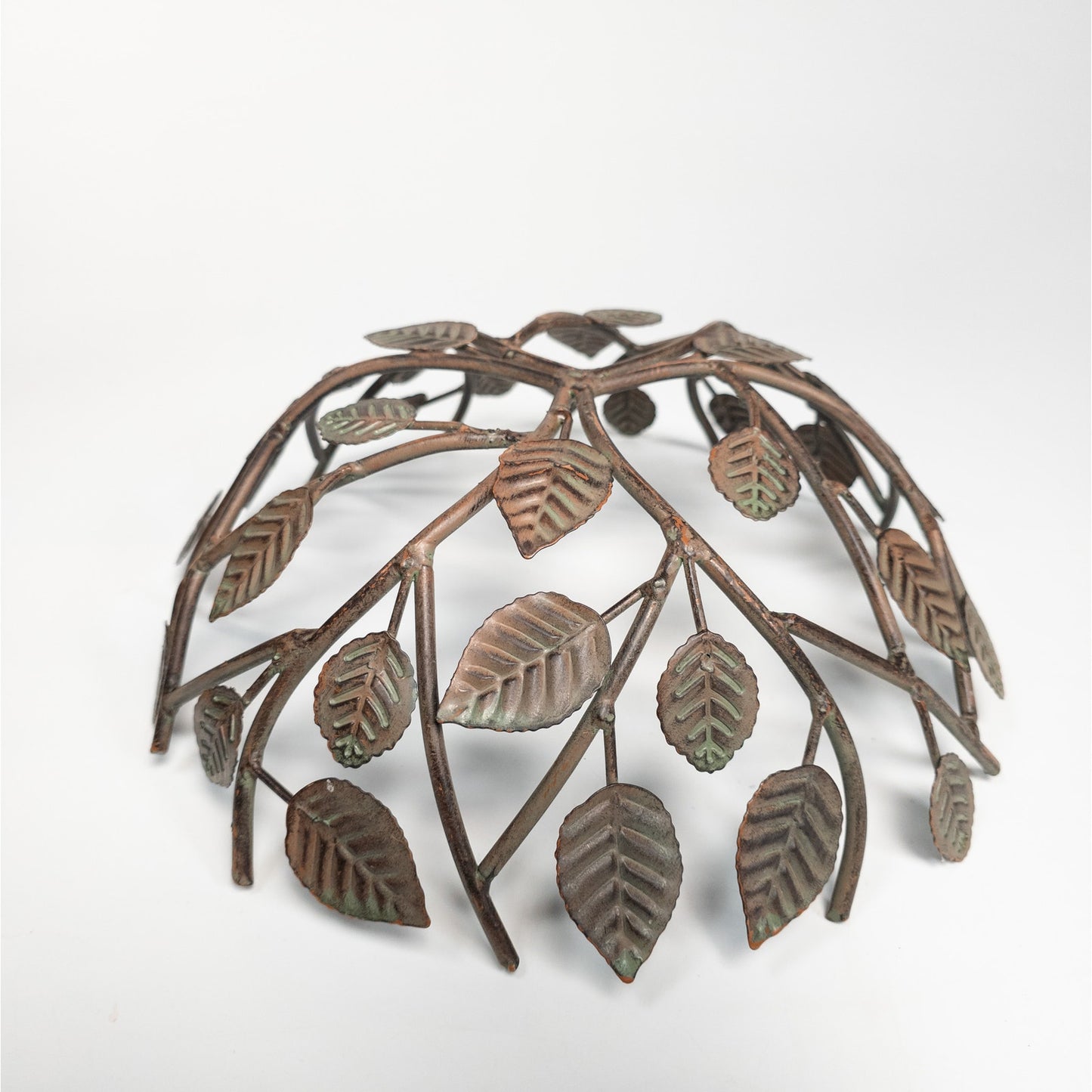 Decorative Metal Branch W/ Leafs Bowl Shaped Elegant Nature Home Decor