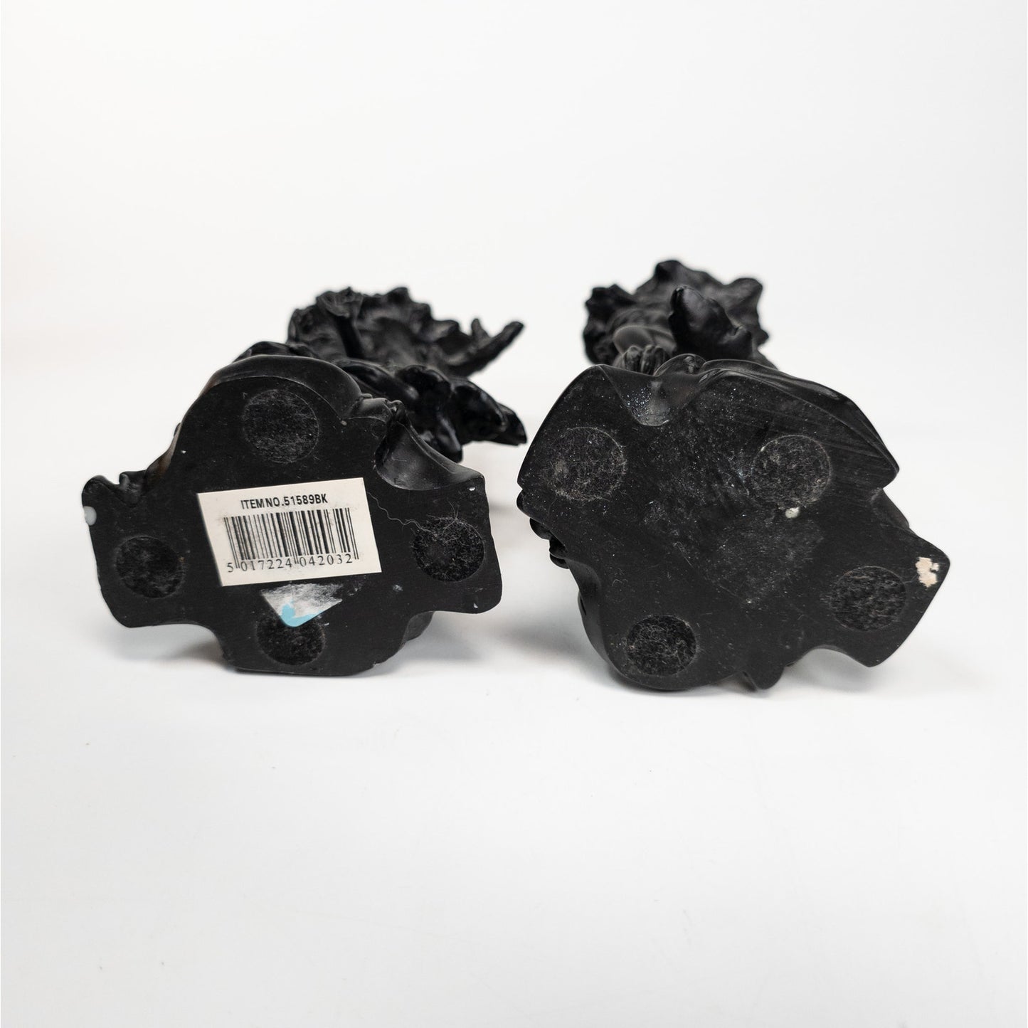 Cherub Angel Black Resin Candle Stick Holder Set of 2
