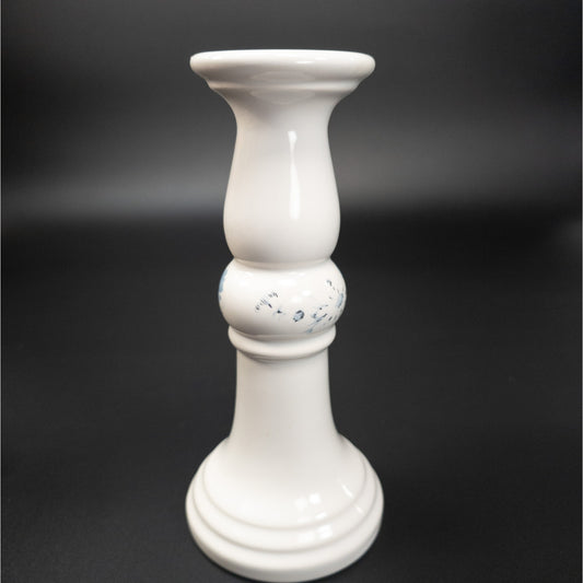 Royal Haeger Ceramic 8" Candle Stick Holder Blue Flowers