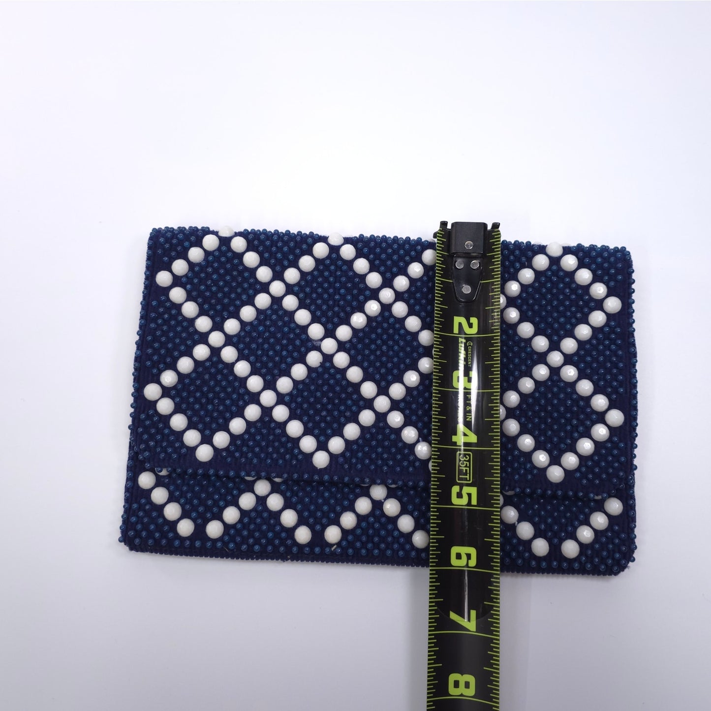 Beaded Fold Over Clutch Handbag Purse 2 Comparments