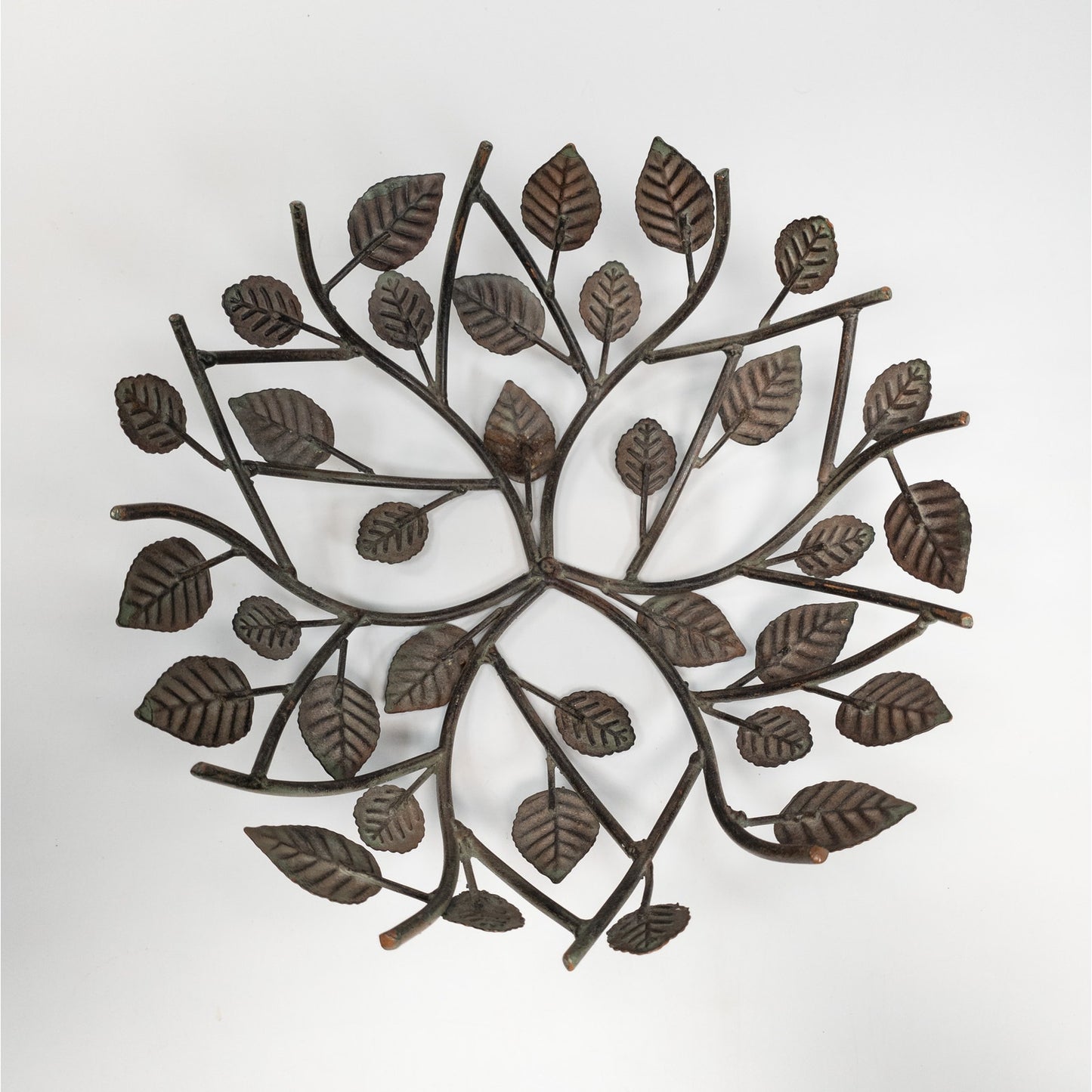 Decorative Metal Branch W/ Leafs Bowl Shaped Elegant Nature Home Decor