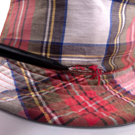 Distressed Madras Plaid Bucket Hat Cap Size XS 20 3/4" Circumference