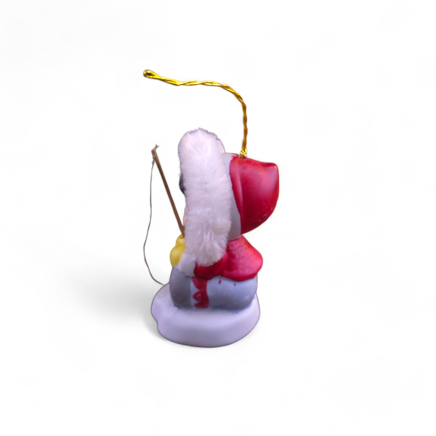 1980 BOA Jolly Jingles Christmas Bell Porcelain Ornmanet Fishing Pole Ice